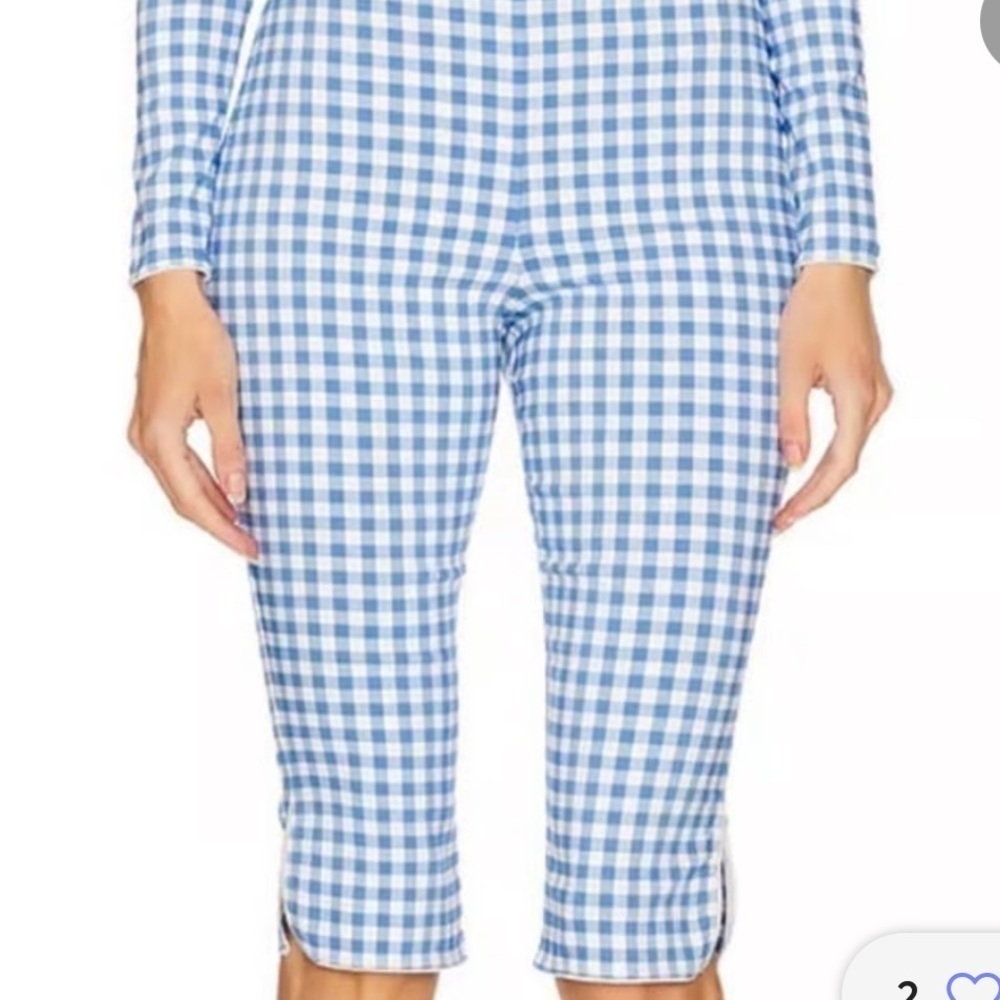 Frankies Bikini XL Blue Gingham Checkered Cropped Pants